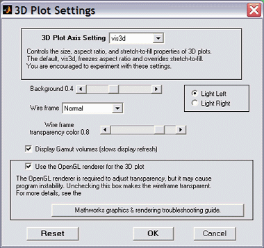 More 3D dialog box